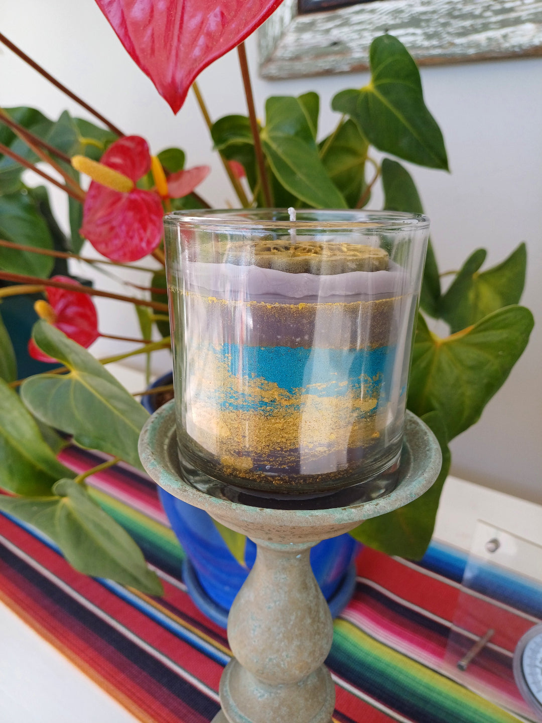 Blue & Gold Medallion Tumbler candles