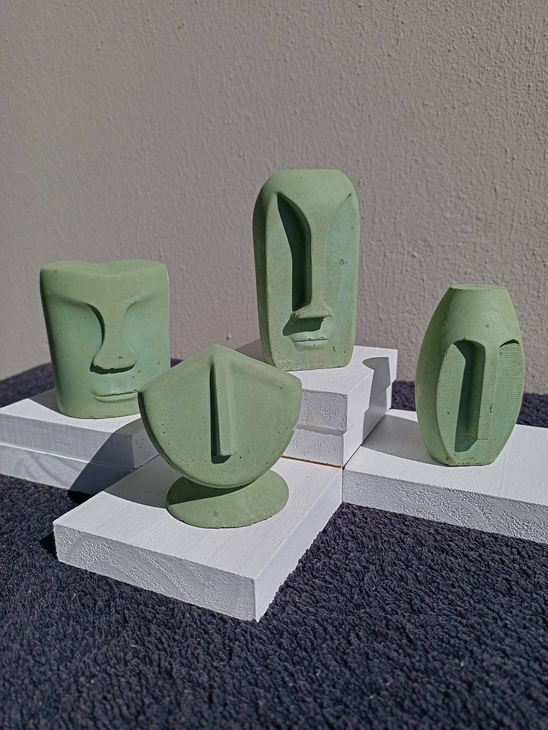 Easter Island cement ornamental set ( 4 piece set)