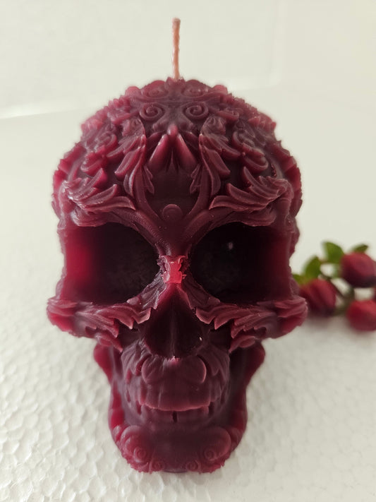Floral detail skull candles - scented