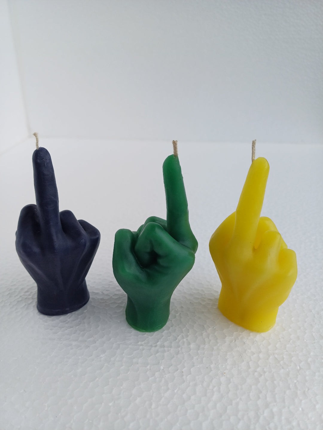 Defiance candles "Flipping the bird"