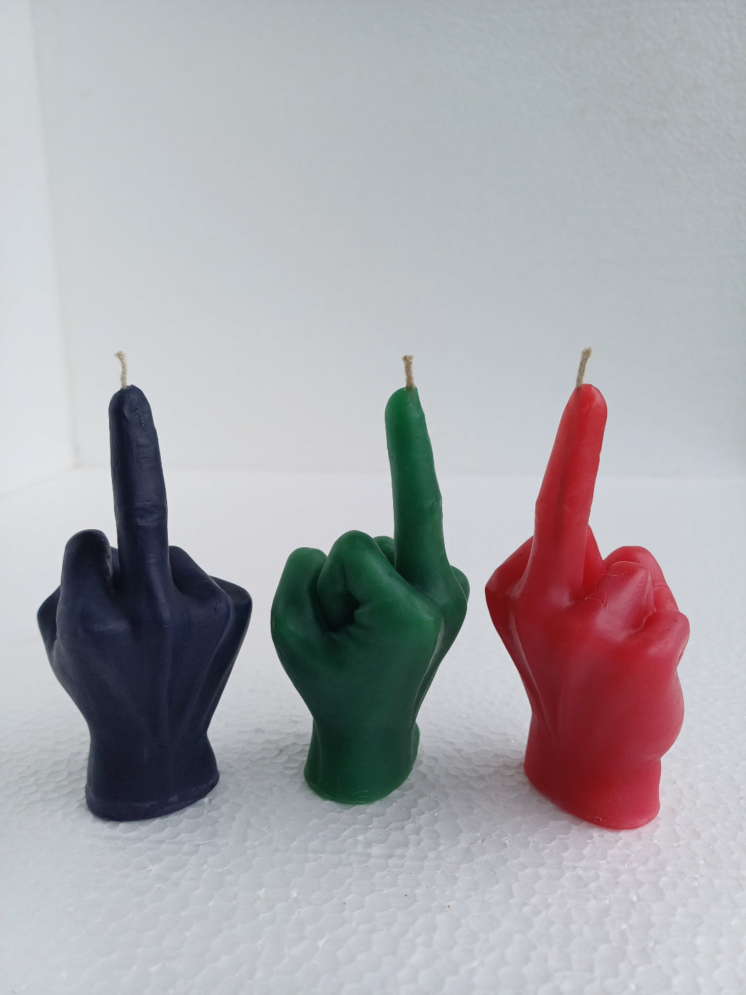 Defiance candles "Flipping the bird"