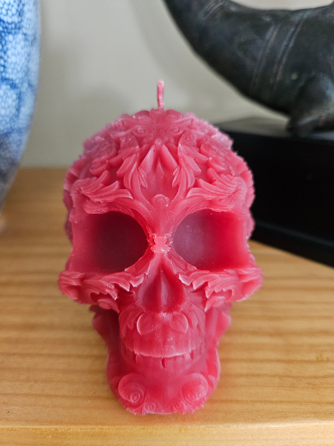 Floral detail skull candles - scented