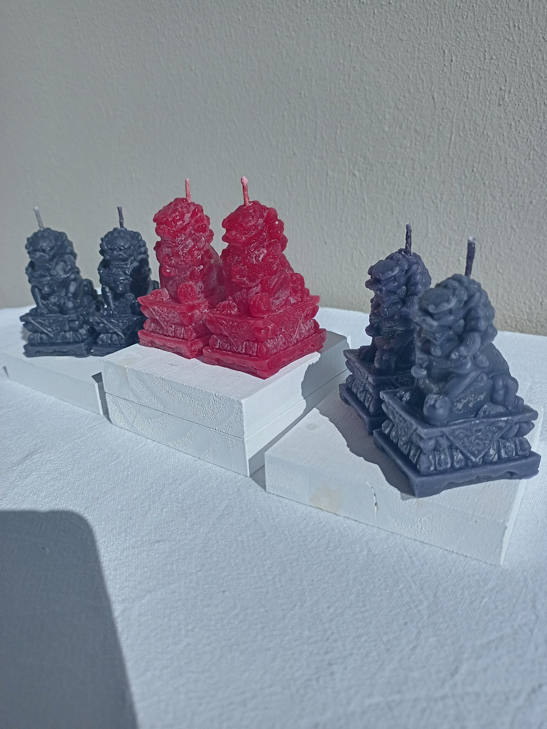 Chinese Foo dog candle sets (2 candles per set)