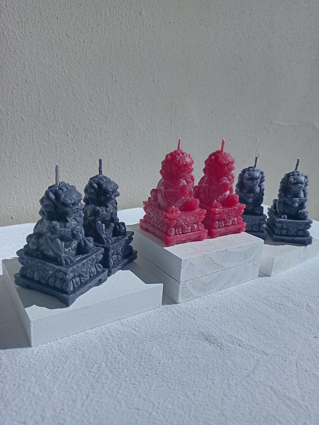 Chinese Foo dog candle sets (2 candles per set)