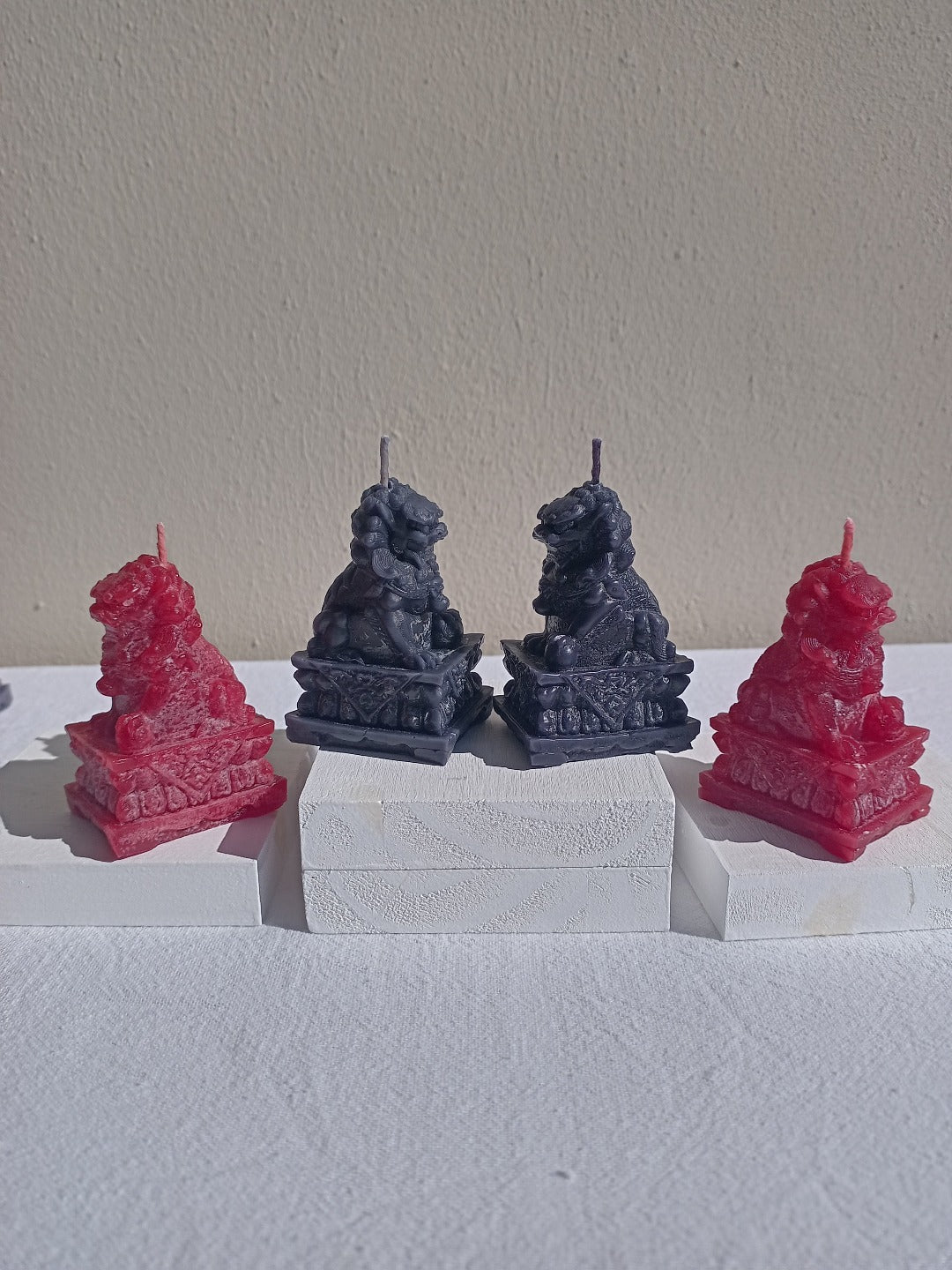 Chinese Foo dog candle sets (2 candles per set)