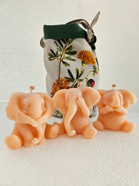 Elephant candle sets-Hear no evil, see no evil, speak no evil ellies