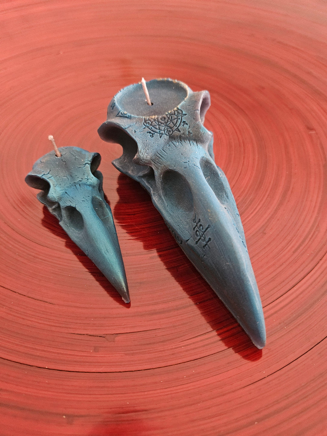 Raven skull candles (set of two)- Large and small