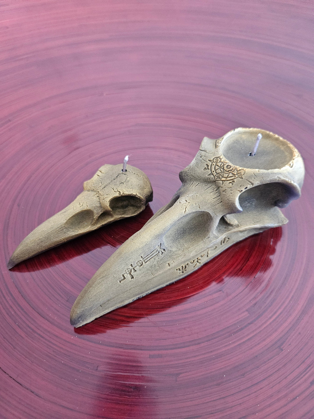 Raven skull candles (set of two)- Large and small