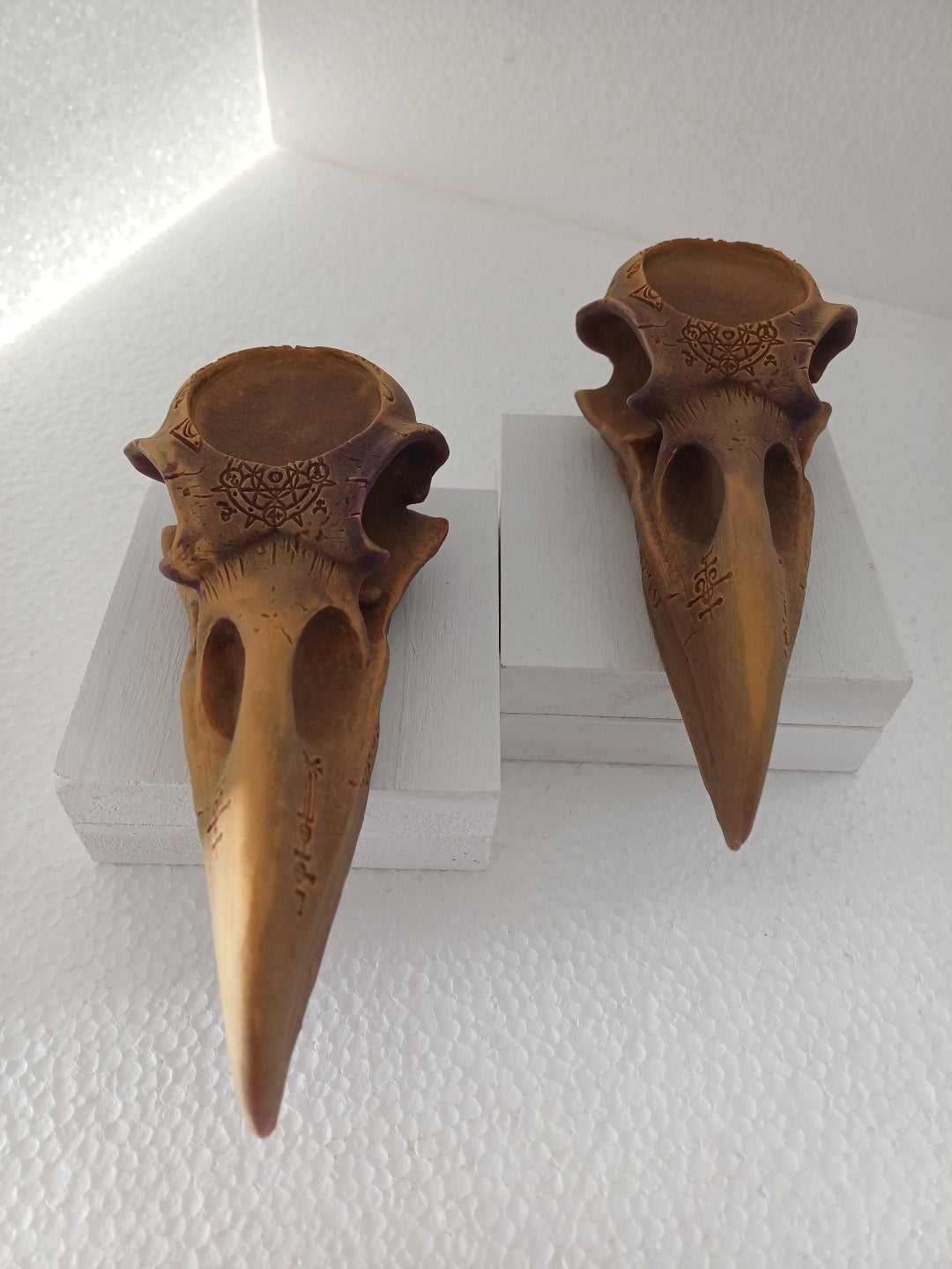 Raven skull candles (set of two)- Large and small
