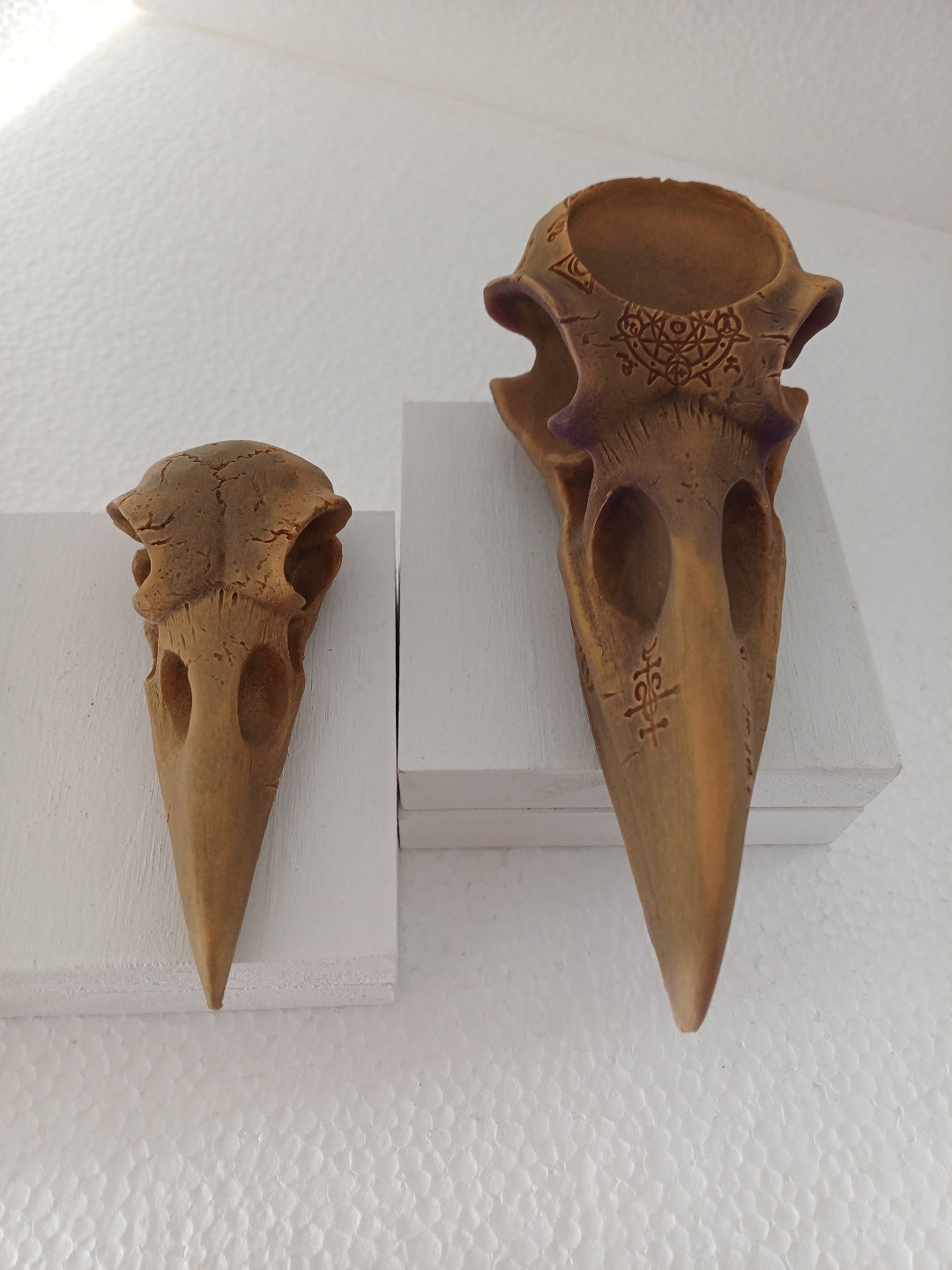 Raven skull candles (set of two)- Large and small