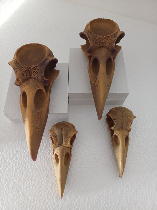 Raven skull candles (set of two)- Large and small
