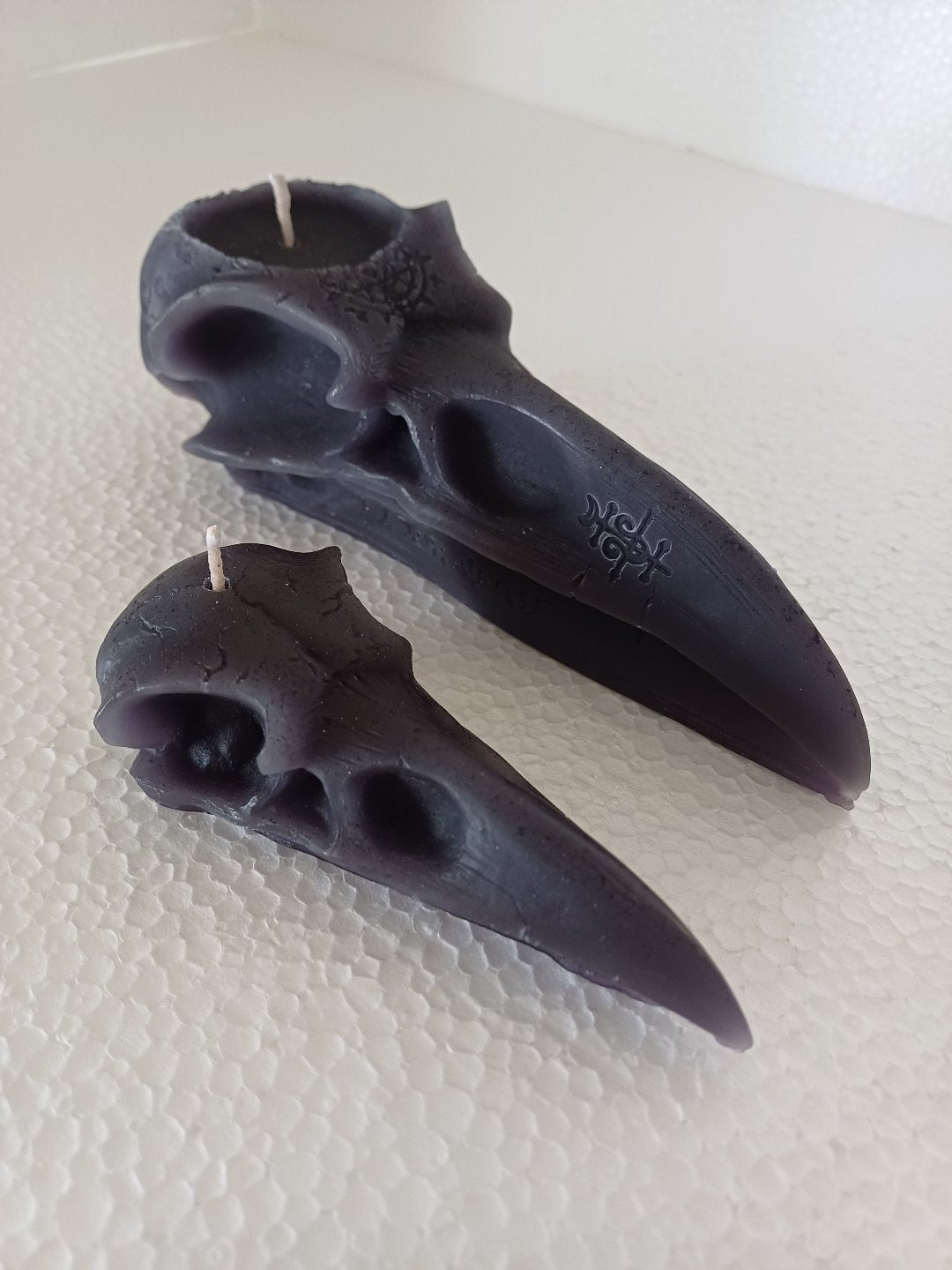 Raven skull candles (set of two)- Large and small