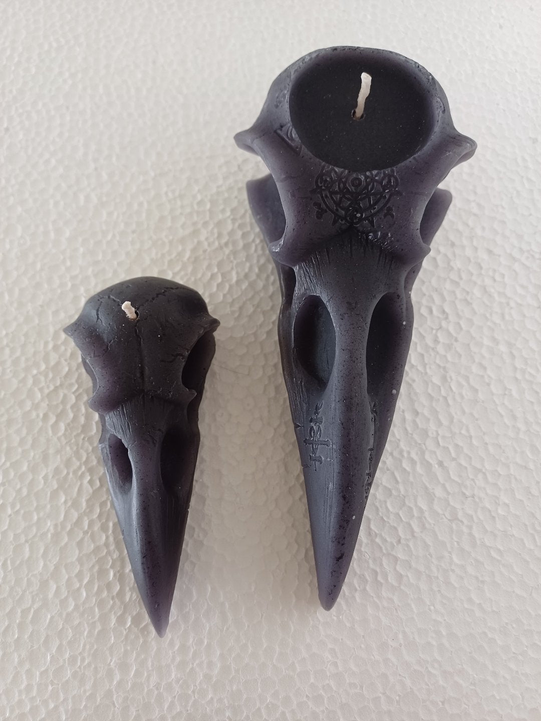 Raven skull candles (set of two)- Large and small