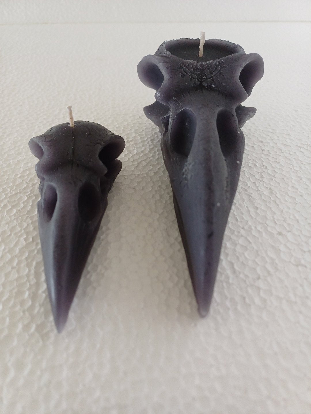 Raven skull candles (set of two)- Large and small